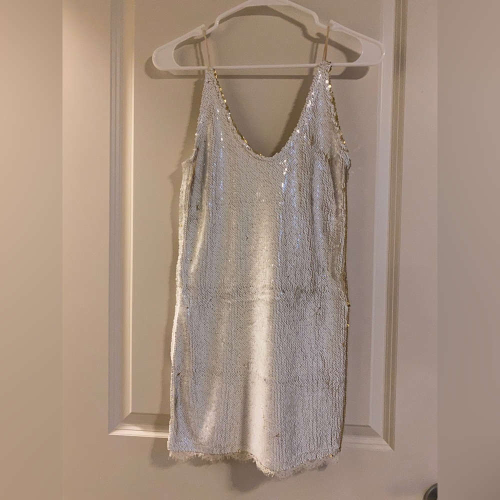 Free People white/gold sequin dress